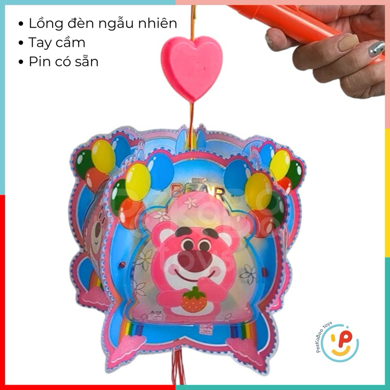 (Sẵn pin) Lồng đèn Trung Thu Nhân Vật Hoạt Hình 5 mảnh CÓ NHẠC ĐÈN Peekaboo Toys