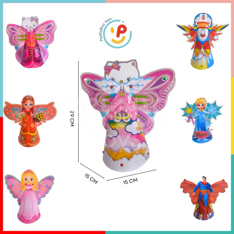 (Sẵn pin) Lồng đèn trung thu ống cánh có nhạc và đèn nhiều mẫu ngẫu nhiên giấy bóng kiếng peekabootoys