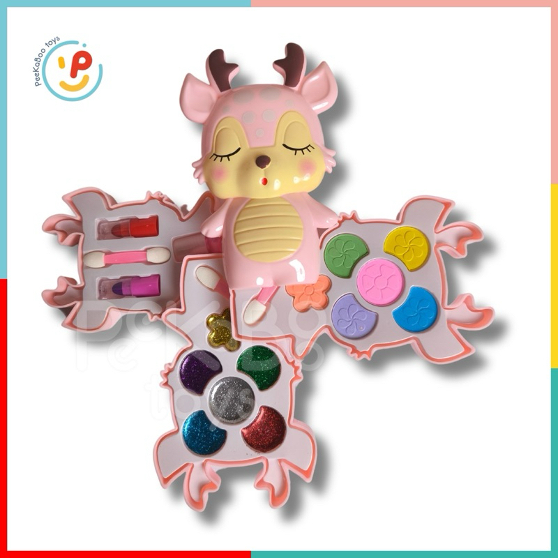 Hộp đồ chơi làm đẹp trang điểm 3 tầng cho bé hình chú nai dễ thương peekabootoys