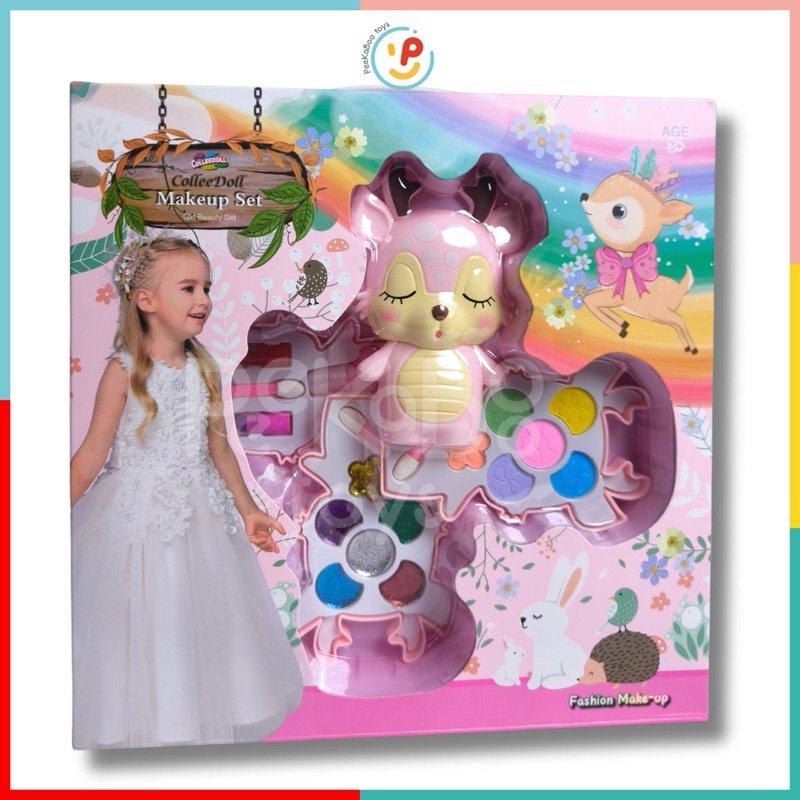 Hộp đồ chơi làm đẹp trang điểm 3 tầng cho bé hình chú nai dễ thương peekabootoys
