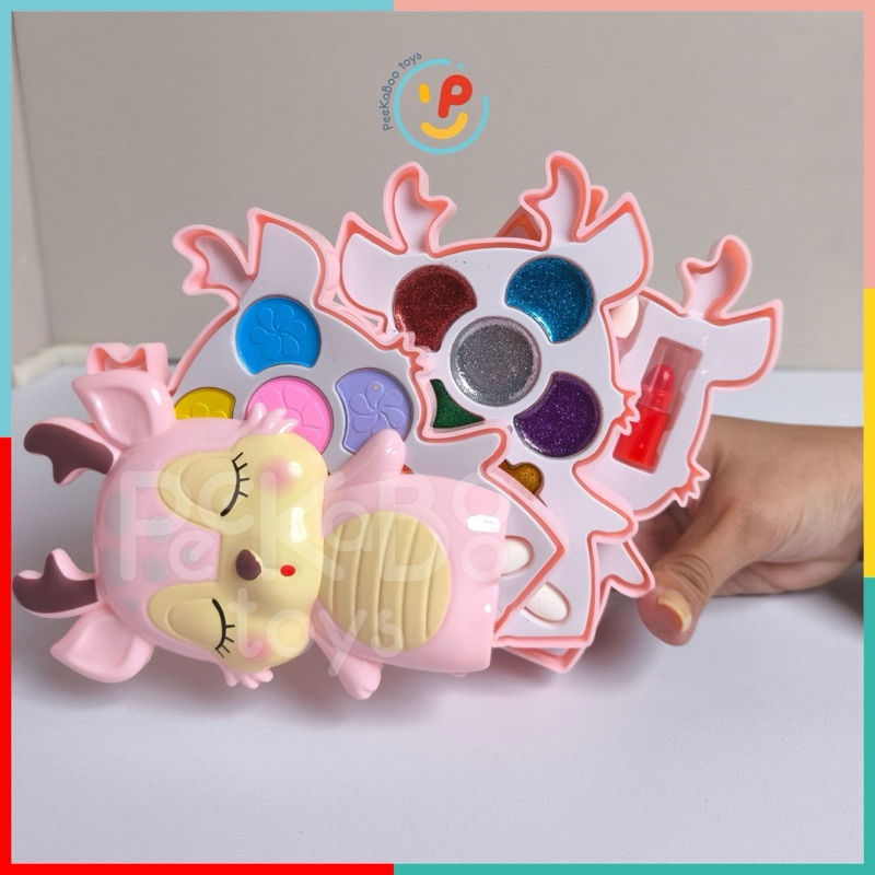 Hộp đồ chơi làm đẹp trang điểm 3 tầng cho bé hình chú nai dễ thương peekabootoys