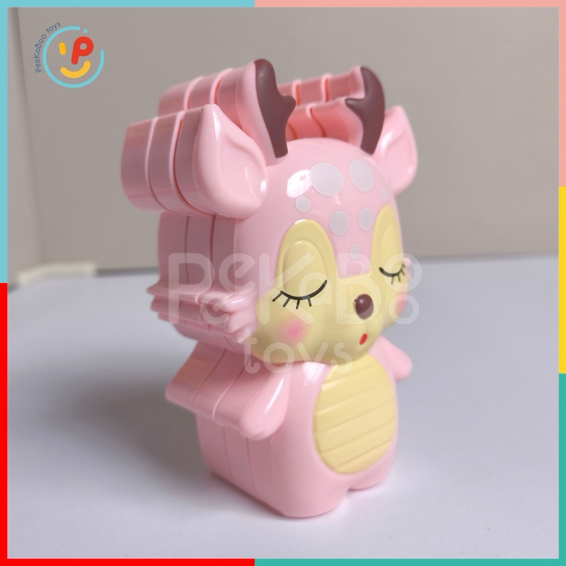 Hộp đồ chơi làm đẹp trang điểm 3 tầng cho bé hình chú nai dễ thương peekabootoys