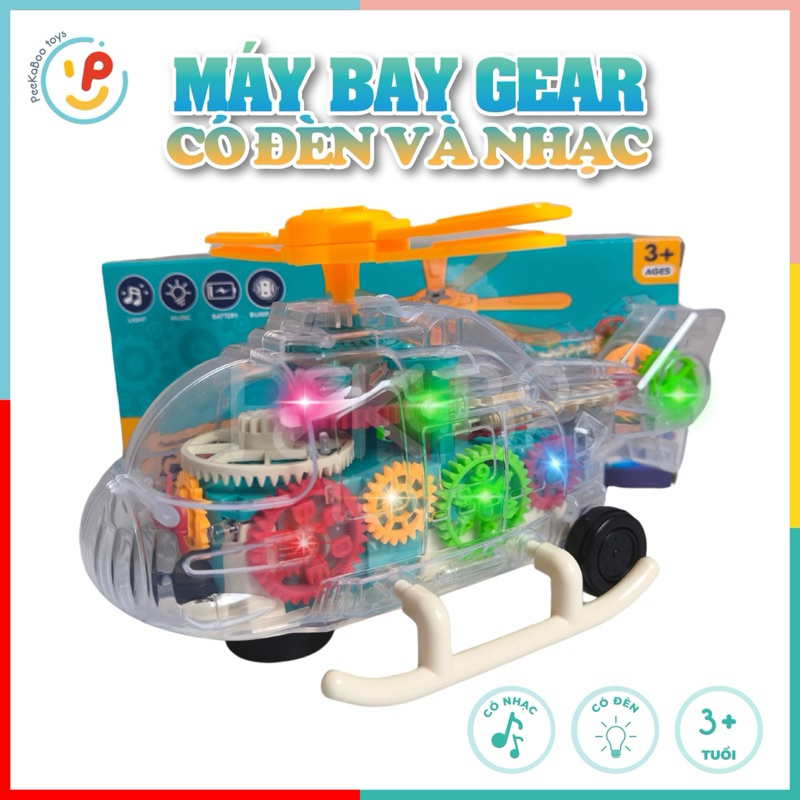 Đồ chơi máy bay Gear trong suốt có đèn và nhạc chất liệu cao cấp 183-1 PeeKaPaw Toys