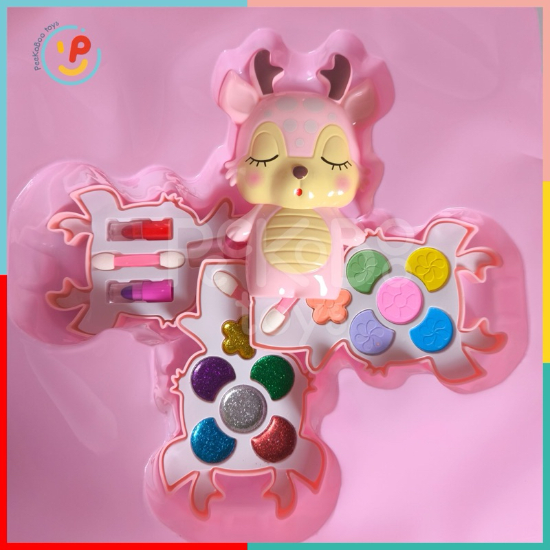 Hộp đồ chơi làm đẹp trang điểm 3 tầng cho bé hình chú nai dễ thương peekabootoys