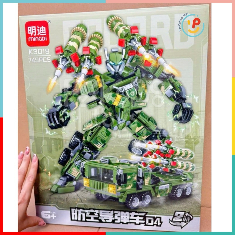 Đồ chơi lắp ráp xếp hình robot biến hình xe hoả tiễn 749 mảnh K3019 PeeKaPaw Toys