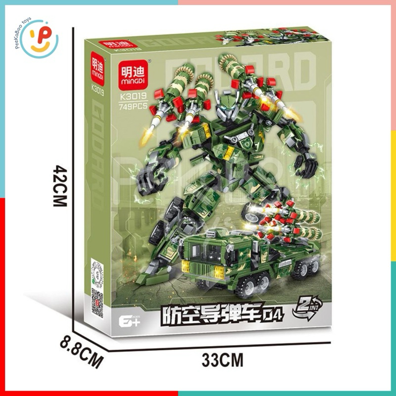Đồ chơi lắp ráp xếp hình robot biến hình xe hoả tiễn 749 mảnh K3019 PeeKaPaw Toys