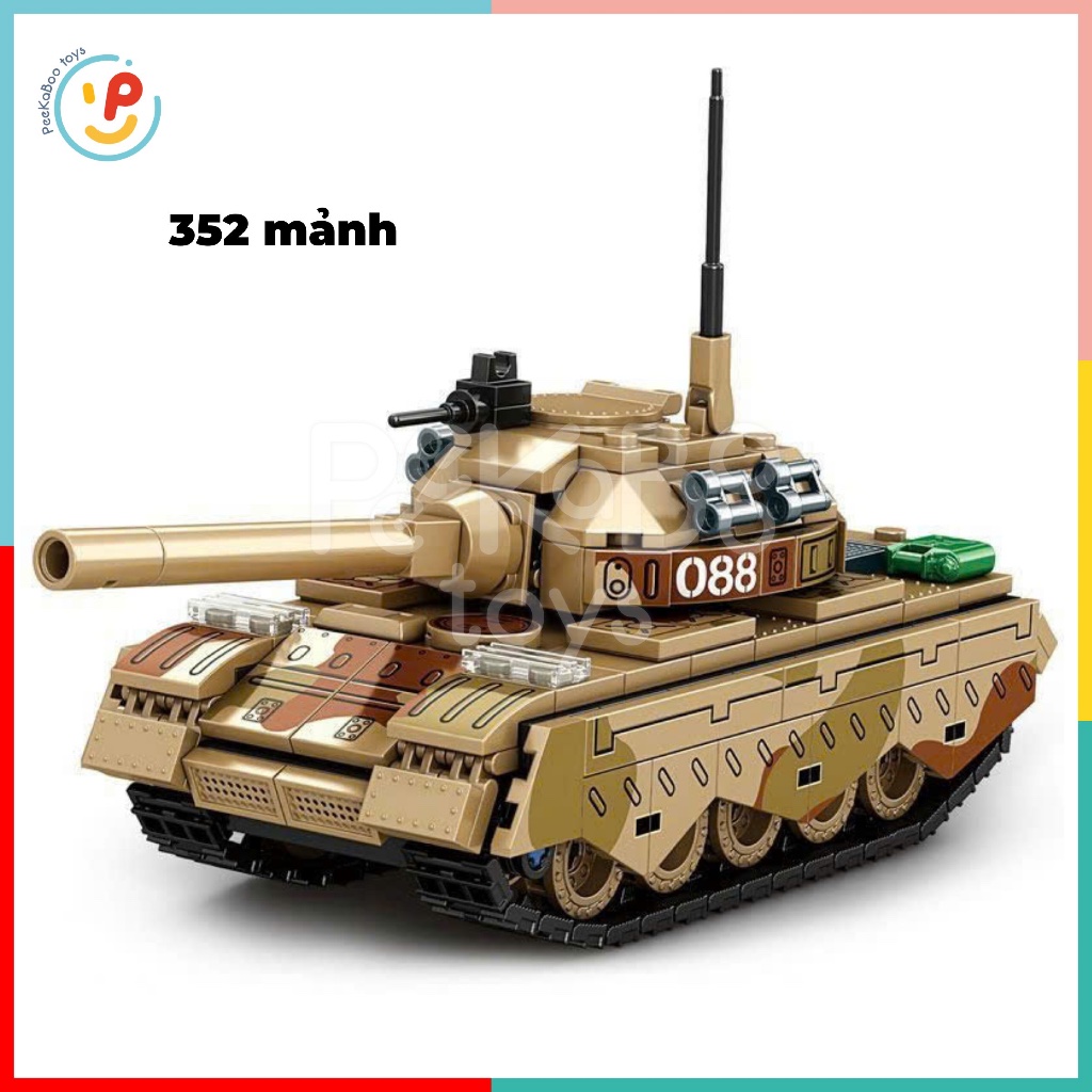 Đồ chơi lắp ráp xếp hình xe tăng 352 mảnh K2077 Peekaboo Toys