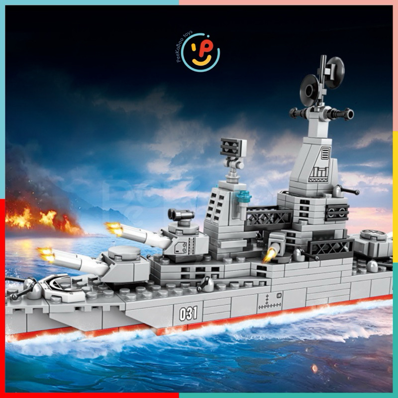 Đồ chơi lắp ráp xếp hình tàu chiến hạm Mingdi 320 mảnh K2073 Peekapaw Toys