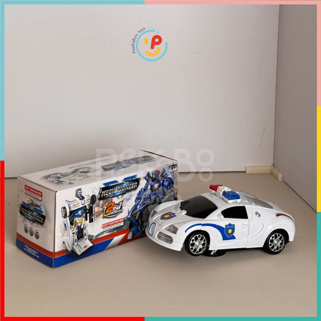 Đồ chơi xe cảnh sát biến hình robot có đèn âm thanh 8990 Peekapaw Toys