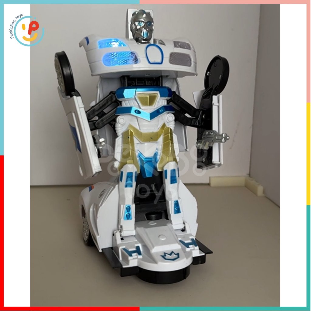 Đồ chơi xe cảnh sát biến hình robot có đèn âm thanh 8990 Peekapaw Toys