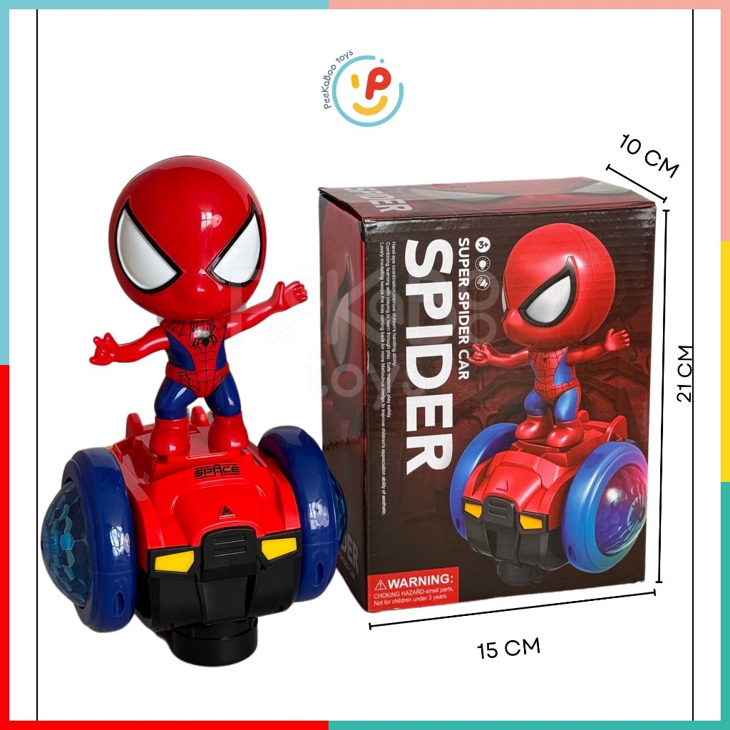 Đồ chơi siêu nhân người nhện Spiderman đứng ván cân bằng có nhạc đèn 17068 PeeKaPaw Toys