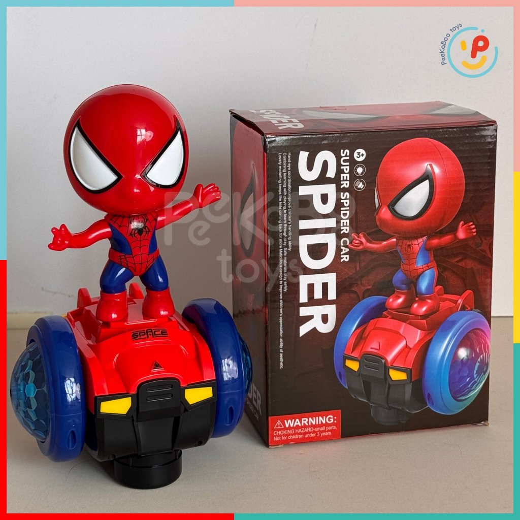Đồ chơi siêu nhân người nhện Spiderman đứng ván cân bằng có nhạc đèn 17068 PeeKaPaw Toys