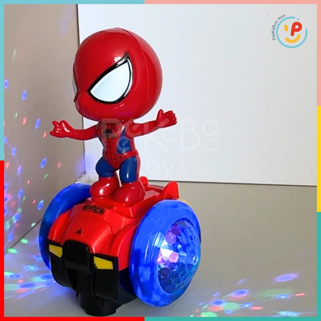 Đồ chơi siêu nhân người nhện Spiderman đứng ván cân bằng có nhạc đèn 17068 PeeKaPaw Toys