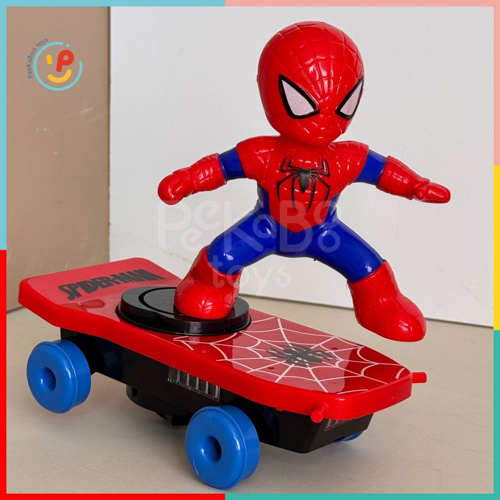 Đồ chơi siêu nhân người nhện Spiderman lướt ván dùng pin có đèn nhạc 5080 - Peekaboo Toys