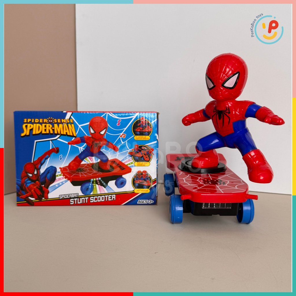 Đồ chơi siêu nhân người nhện Spiderman lướt ván dùng pin có đèn nhạc 5080 - Peekaboo Toys