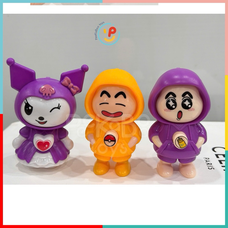 Móc khoá xoay mặt đồ chơi vô tri nhiều mẫu Shin chan Doremon Kuromi PeeKaPaw Toys