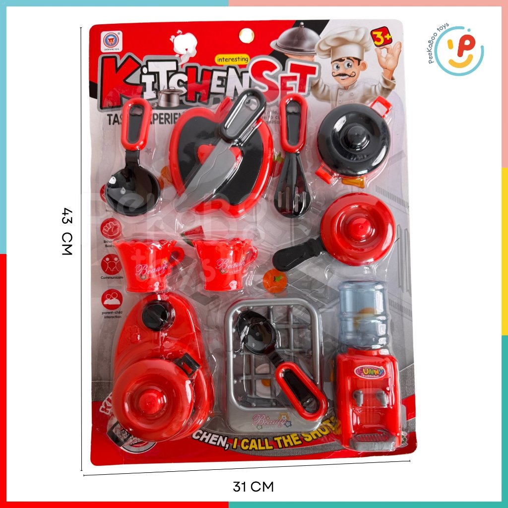 Đồ chơi vỉ dụng cụ nhà bếp màu đỏ Kitchen Set 7582 PeeKaPaw Toys