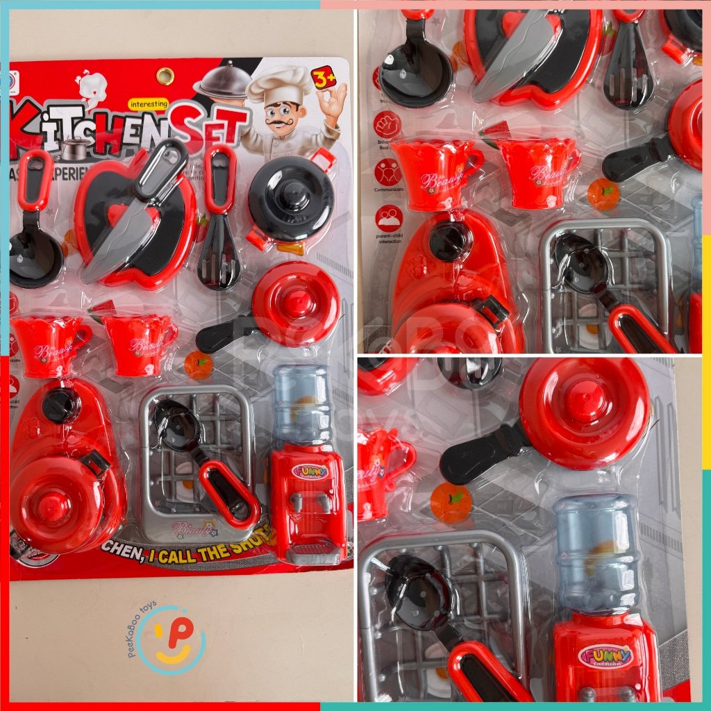 Đồ chơi vỉ dụng cụ nhà bếp màu đỏ Kitchen Set 7582 PeeKaPaw Toys