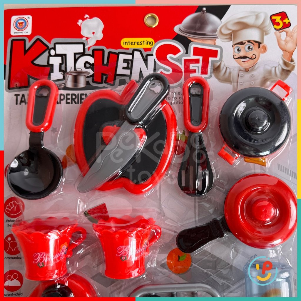 Đồ chơi vỉ dụng cụ nhà bếp màu đỏ Kitchen Set 7582 PeeKaPaw Toys