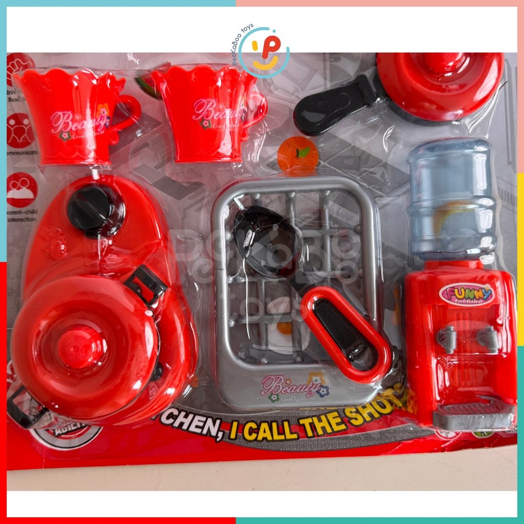 Đồ chơi vỉ dụng cụ nhà bếp màu đỏ Kitchen Set 7582 PeeKaPaw Toys