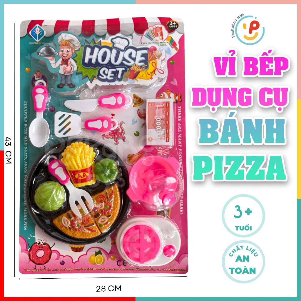 Đồ chơi vỉ dụng cụ nấu ăn bánh pizza House Set 576-3 PeeKaPaw Toys