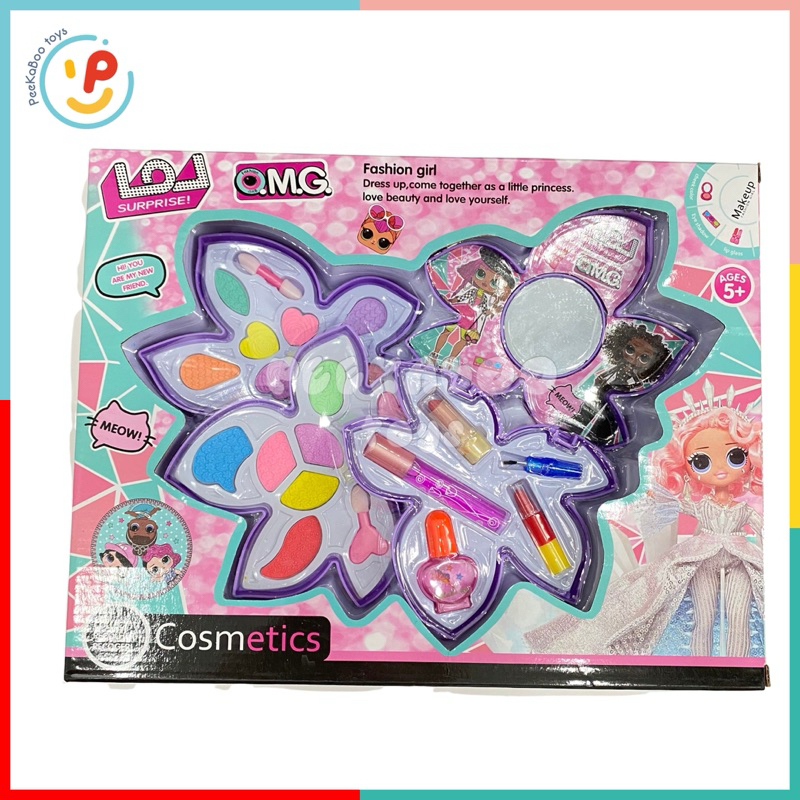 Bộ make up set phấn trang điểm 3008-2 cho bé gái tone màu tím đồ chơi trẻ em PeeKaPaw Toys