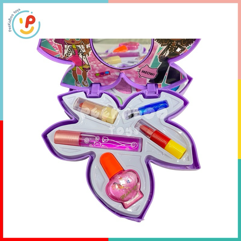 Bộ make up set phấn trang điểm 3008-2 cho bé gái tone màu tím đồ chơi trẻ em PeeKaPaw Toys
