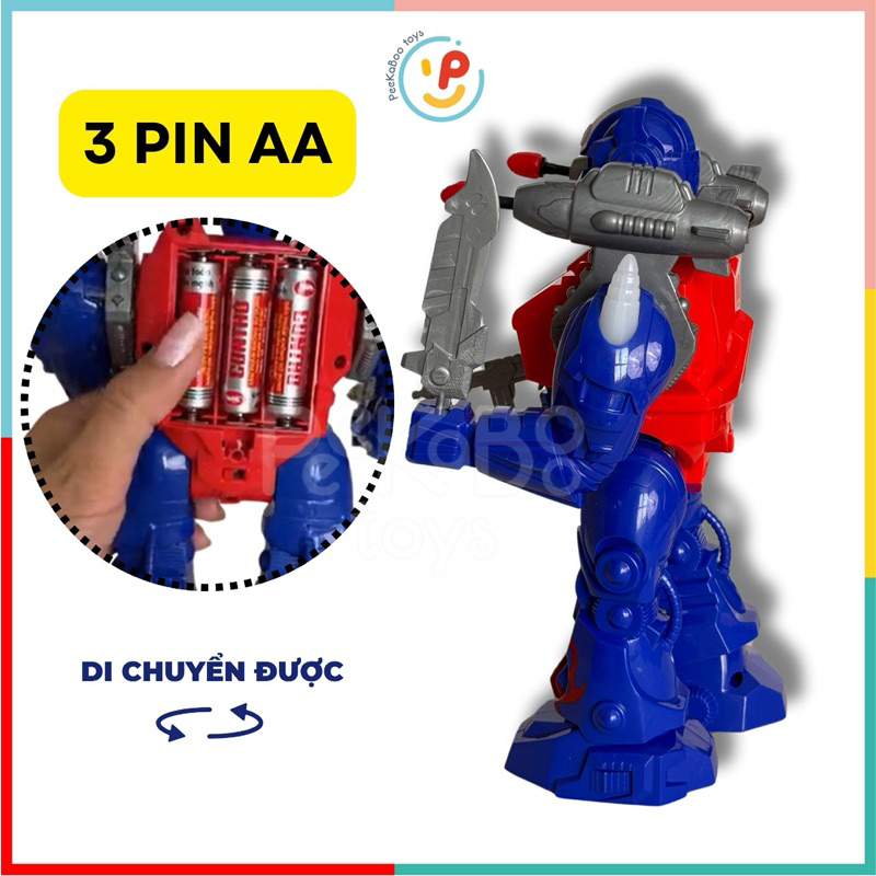 Đồ chơi robot chiến binh dùng pin có âm thanh di chuyển được 8802 PeeKaPaw