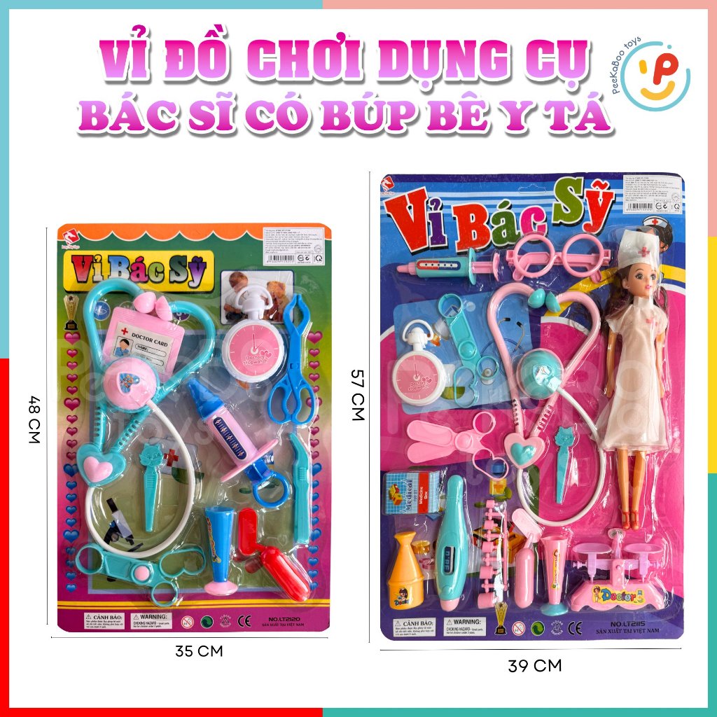 Vỉ đồ chơi dụng cụ bác sĩ búp bê y tá PeeKaPaw Toys