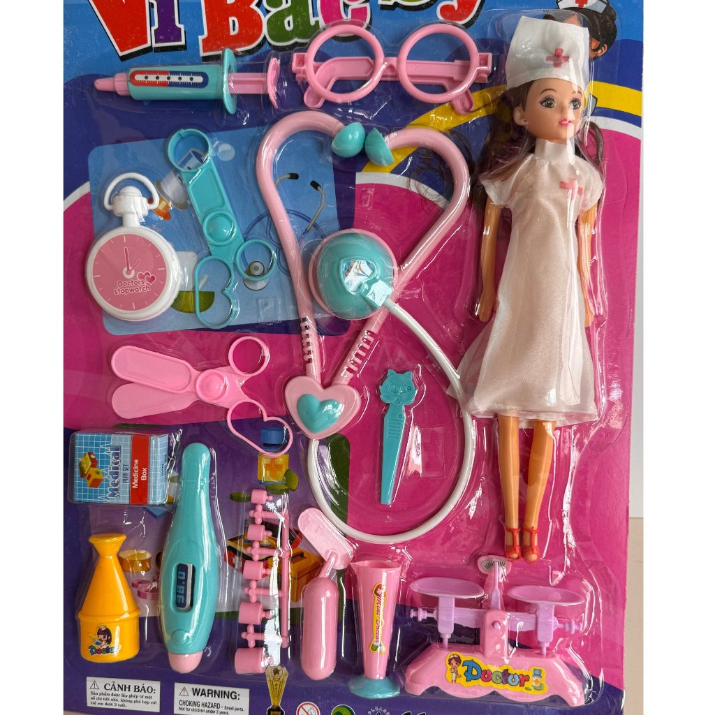 Vỉ đồ chơi dụng cụ bác sĩ búp bê y tá PeeKaPaw Toys