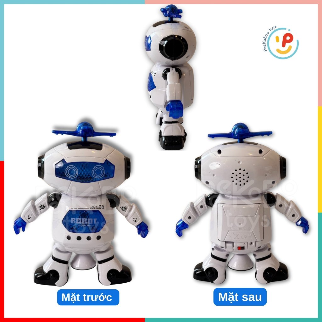 Đồ chơi Robot biết nhảy múa xoay 360 độ có đèn nhiều màu và nhạc 99444 PeeKaPaw Toys