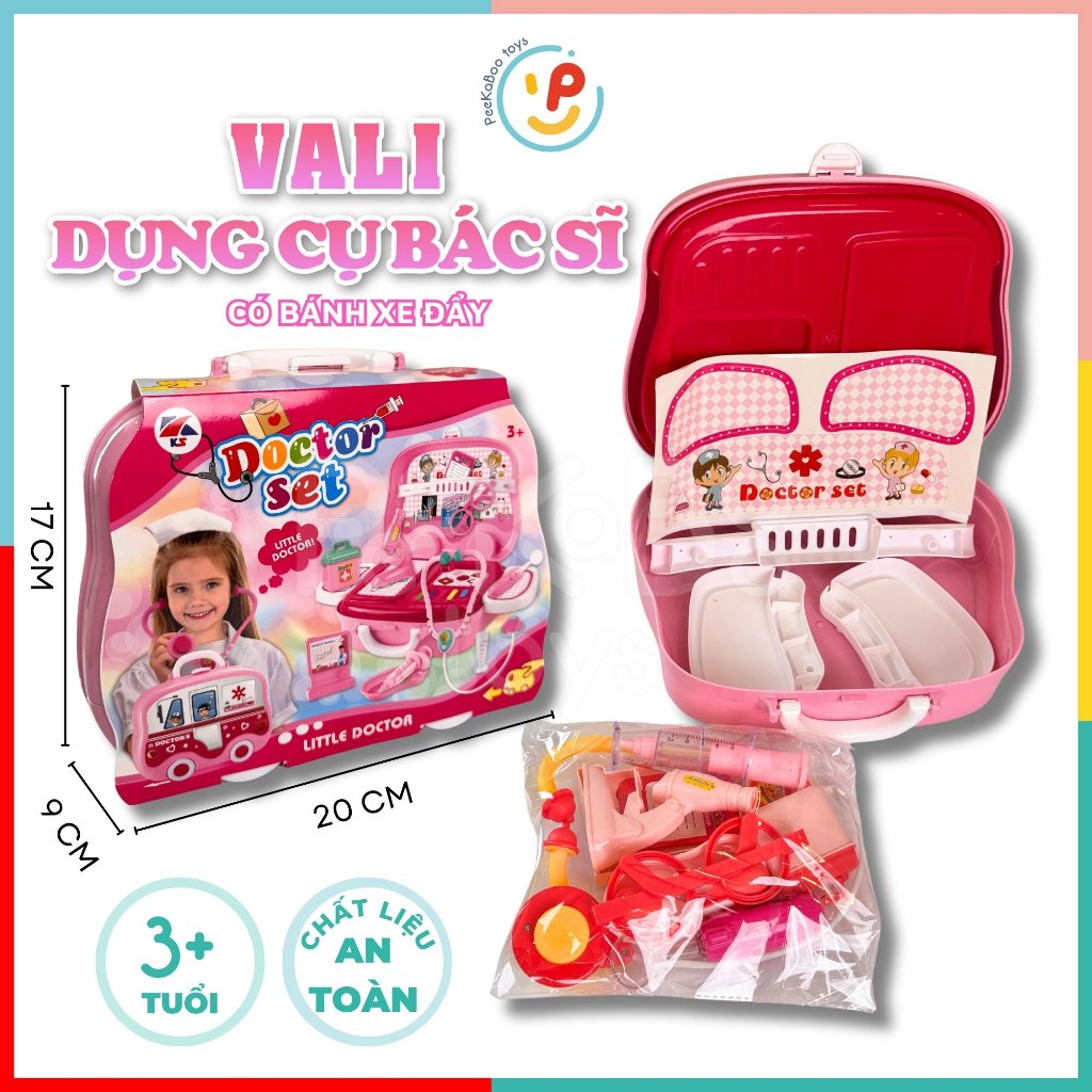 VALI DỤNG CỤ BÁC SĨ KHÁM BỆNH CÓ  BÁNH XE 889-97 PeeKaPaw