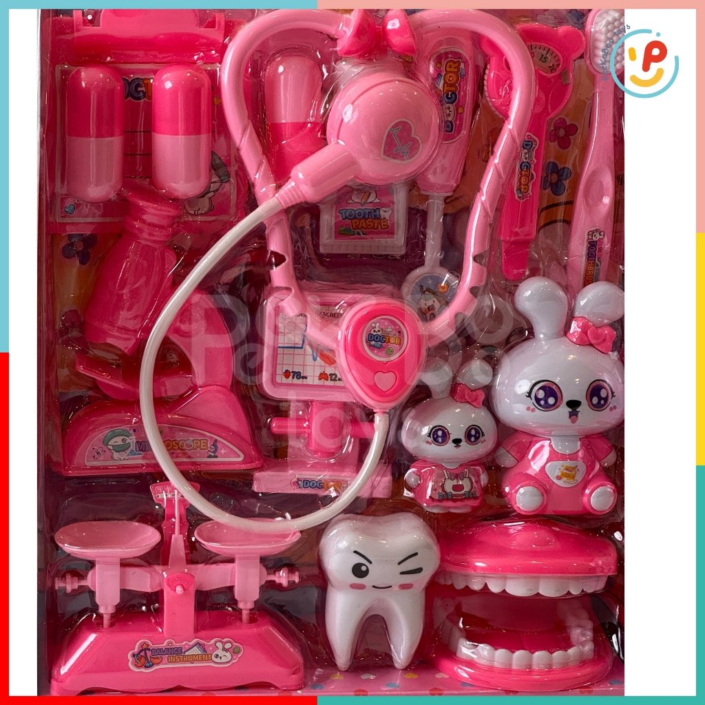 Đồ chơi Peekaboo Toys vỉ bé tập làm nha sĩ dụng cụ khám bệnh có y tá thỏ 333-611