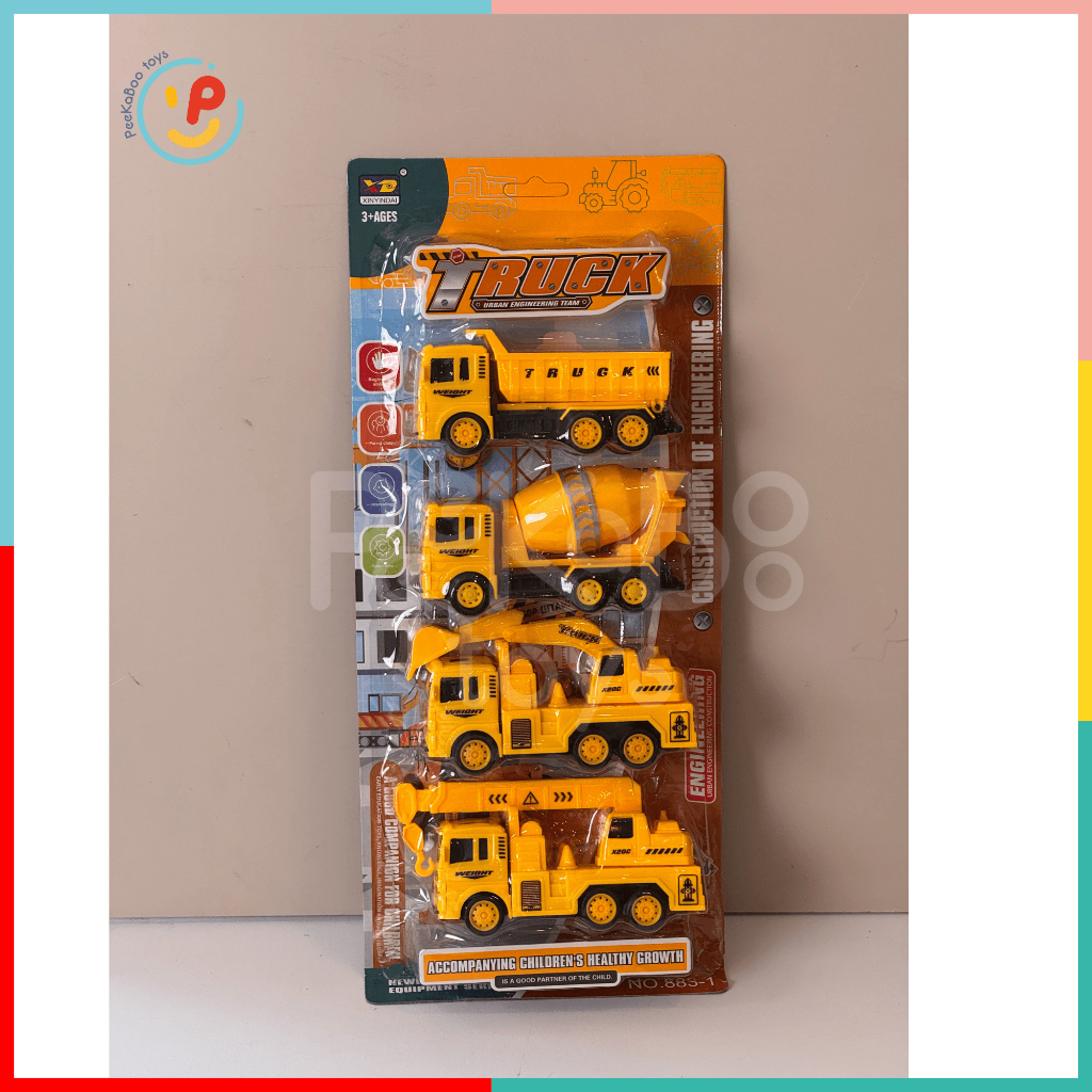 VỈ 4 CHIẾC XE CỨU HỎA, XE CÔNG TRÌNH, XE ĐÔ THỊ NHIỀU MẪU PeeKaPaw Toys