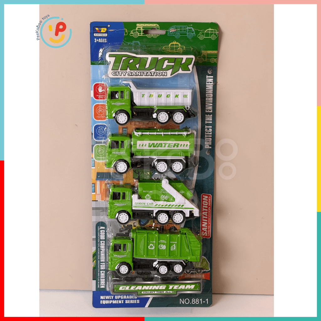 VỈ 4 CHIẾC XE CỨU HỎA, XE CÔNG TRÌNH, XE ĐÔ THỊ NHIỀU MẪU PeeKaPaw Toys