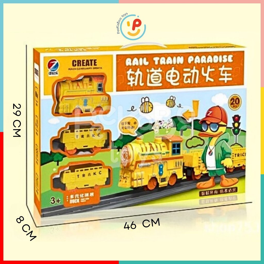 Đồ chơi lắp ráp đường ray đoàn Tàu hỏa Happy Duck 9916 PeeKaPaw Toys