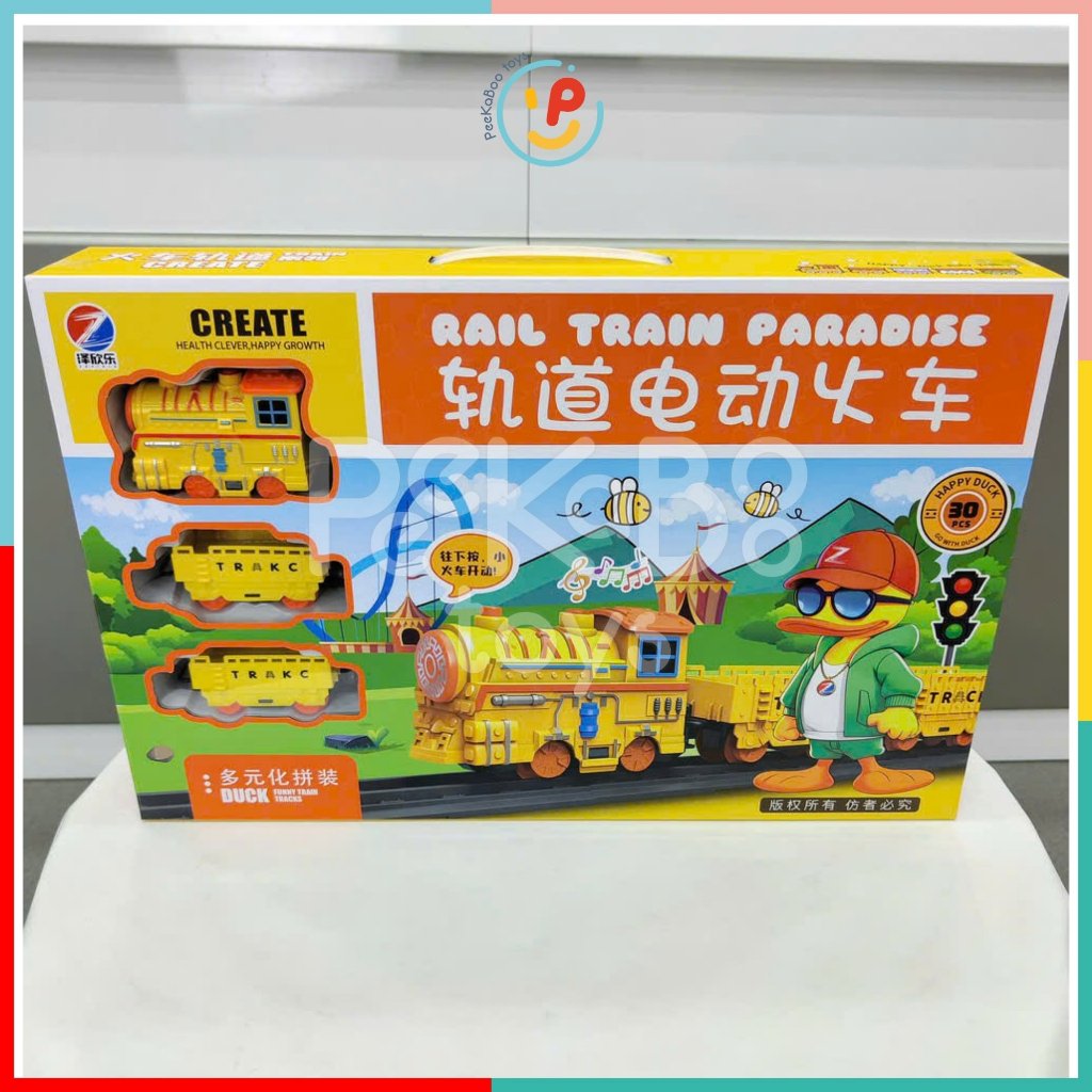 Đồ chơi lắp ráp đường ray đoàn Tàu hỏa Happy Duck 9916 PeeKaPaw Toys