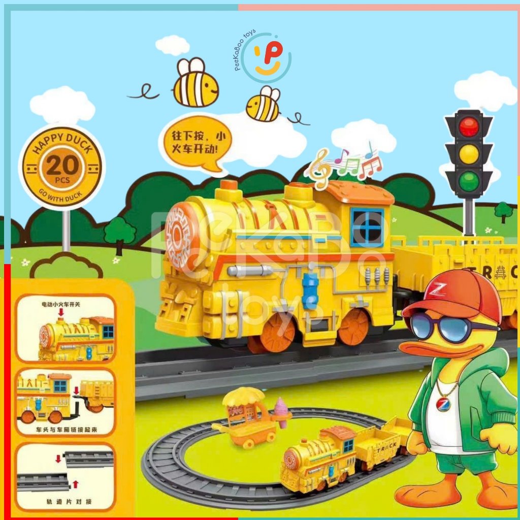 Đồ chơi lắp ráp đường ray đoàn Tàu hỏa Happy Duck 9916 PeeKaPaw Toys