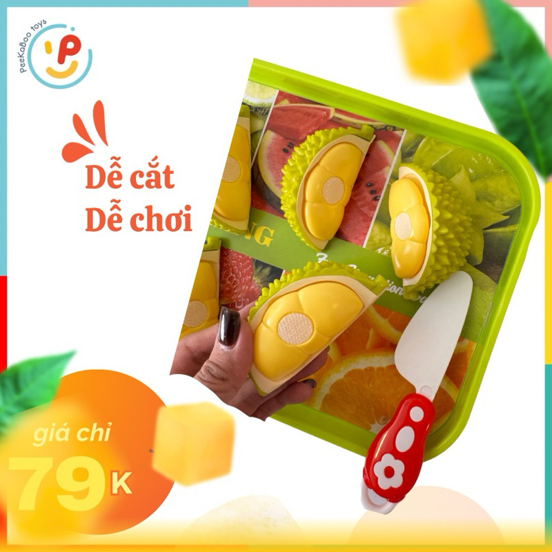 Đồ chơi cắt sầu riêng nguyên trái, đồ chơi cắt trái cây cho bé PeeKaPaw Toys