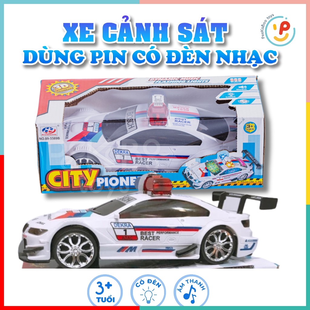 Đồ Chơi Xe cảnh sát có đèn và âm thanh City Pioneer 89-3389B - Peekapaw Toys