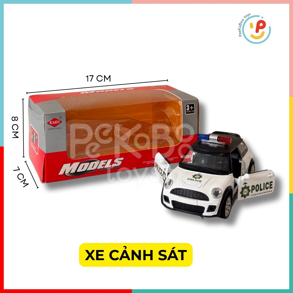 Đồ chơi xe cứu hoả - xe cảnh sát 17cm chất liệu hợp kim chạy trớn có đèn và âm thanh 998-7A