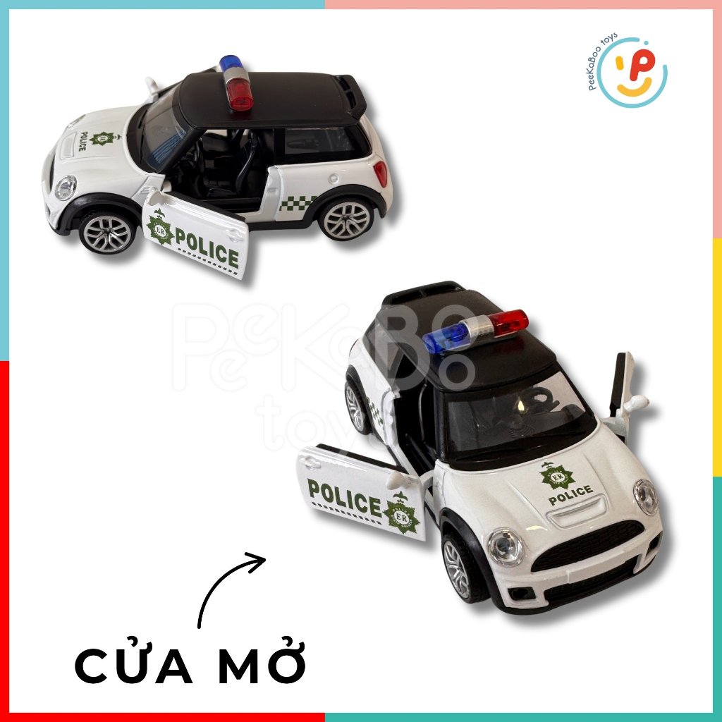Đồ chơi xe cứu hoả - xe cảnh sát 17cm chất liệu hợp kim chạy trớn có đèn và âm thanh 998-7A