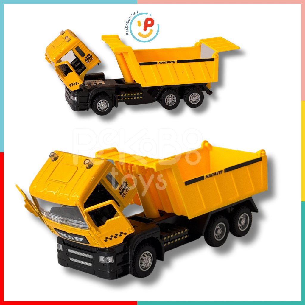 Đồ chơi xe công trình chạy trớn có âm thanh có thể mở cửa kéo đầu xe Peekapaw Toys