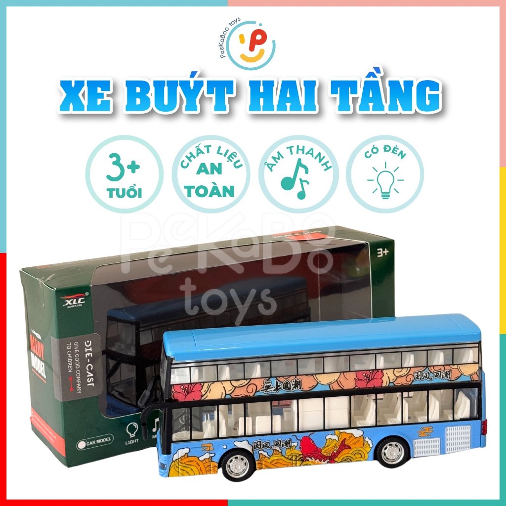 Đồ chơi xe buýt 2 tầng 1210 cửa mở được chạy trớn có pin có đèn và âm thanh PeeKaPaw
