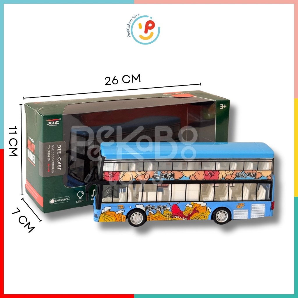 Đồ chơi xe buýt 2 tầng 1210 cửa mở được chạy trớn có pin có đèn và âm thanh PeeKaPaw
