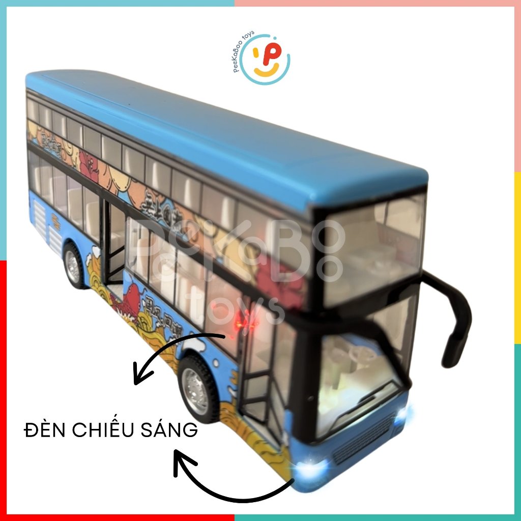 Đồ chơi xe buýt 2 tầng 1210 cửa mở được chạy trớn có pin có đèn và âm thanh PeeKaPaw