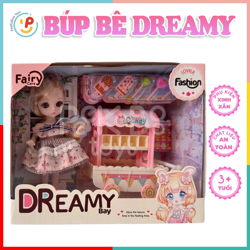 Búp bê Dreamy xe kem 6635 đồ chơi cho bé Peekapaw Toys
