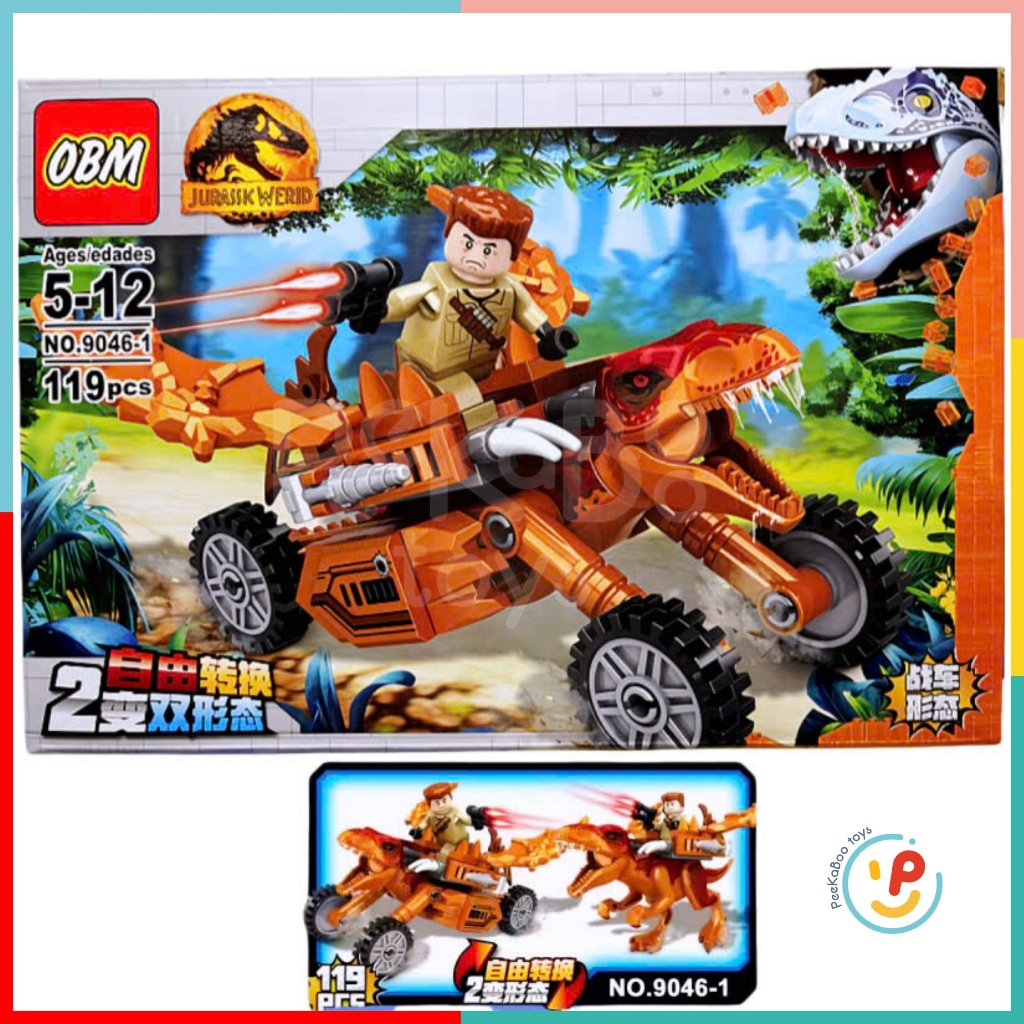 Trọn bộ 4 hộp Đồ Chơi Lắp Ráp Thế giới khủng long 110-119 mảnh PeeKaPaw Toys OBM 9046