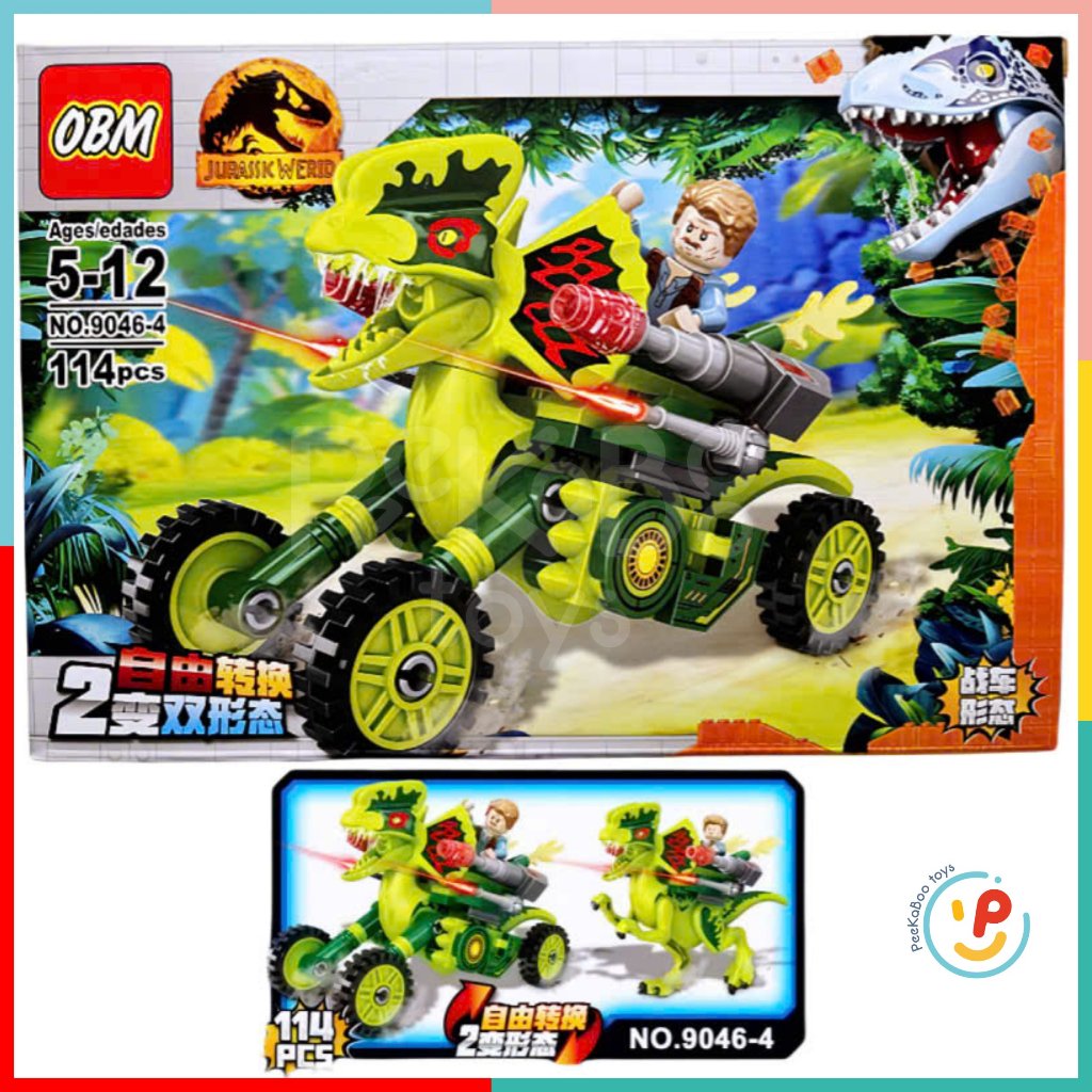 Trọn bộ 4 hộp Đồ Chơi Lắp Ráp Thế giới khủng long 110-119 mảnh PeeKaPaw Toys OBM 9046