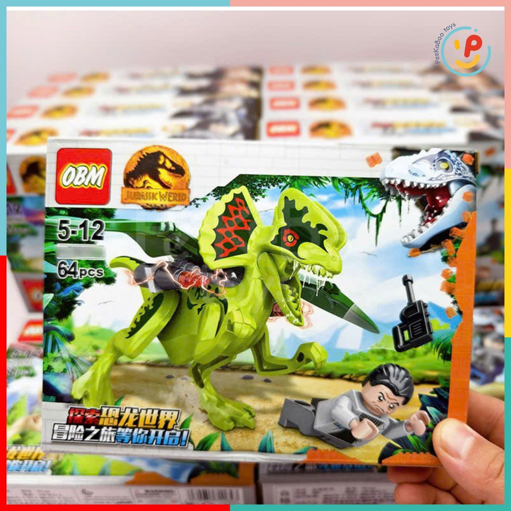 Trọn bộ 4 hộp Đồ Chơi Lắp Ráp Thế giới khủng long 110-119 mảnh PeeKaPaw Toys OBM 9046